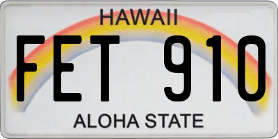 HI license plate FET910