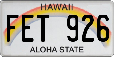 HI license plate FET926