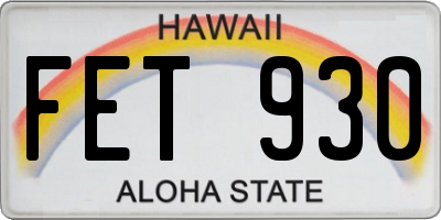 HI license plate FET930