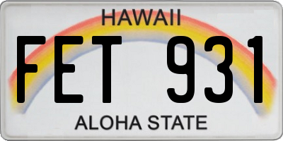 HI license plate FET931