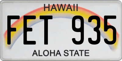 HI license plate FET935