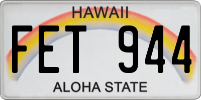 HI license plate FET944