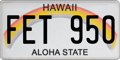 HI license plate FET950