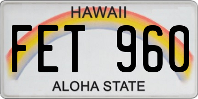 HI license plate FET960