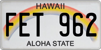 HI license plate FET962