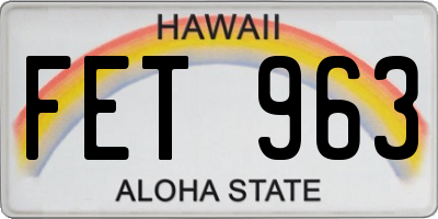 HI license plate FET963