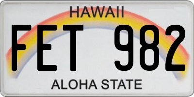 HI license plate FET982