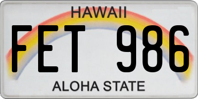 HI license plate FET986