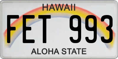HI license plate FET993