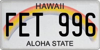 HI license plate FET996