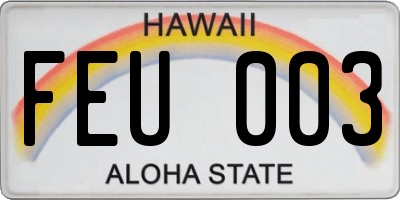 HI license plate FEU003