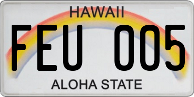 HI license plate FEU005
