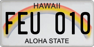 HI license plate FEU010