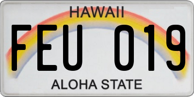 HI license plate FEU019