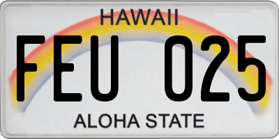 HI license plate FEU025