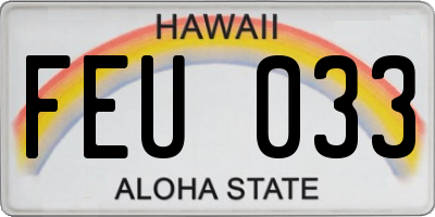 HI license plate FEU033