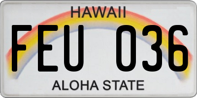 HI license plate FEU036