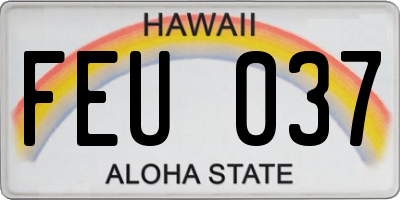 HI license plate FEU037