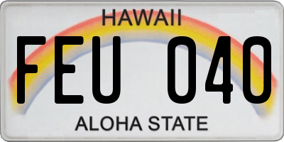 HI license plate FEU040