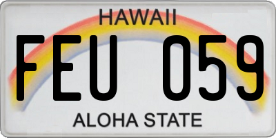 HI license plate FEU059