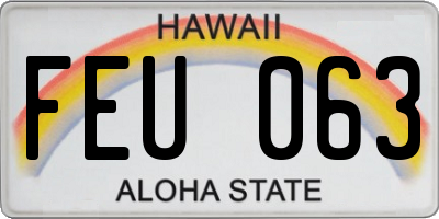 HI license plate FEU063