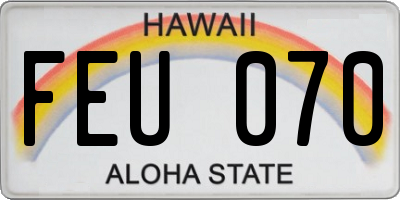 HI license plate FEU070