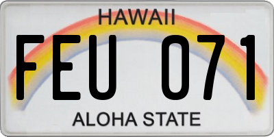 HI license plate FEU071