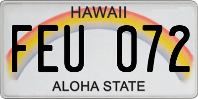 HI license plate FEU072