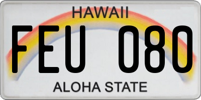 HI license plate FEU080
