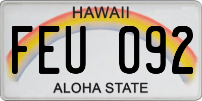 HI license plate FEU092