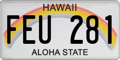 HI license plate FEU281
