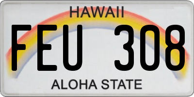 HI license plate FEU308