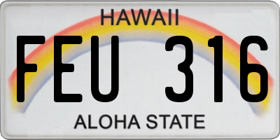HI license plate FEU316