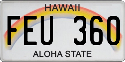 HI license plate FEU360