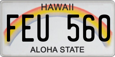 HI license plate FEU560