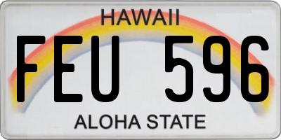 HI license plate FEU596