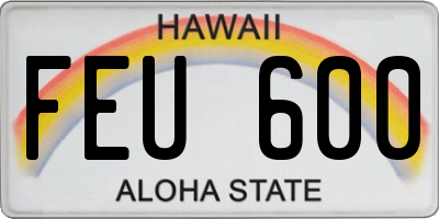 HI license plate FEU600