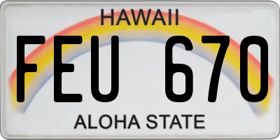 HI license plate FEU670