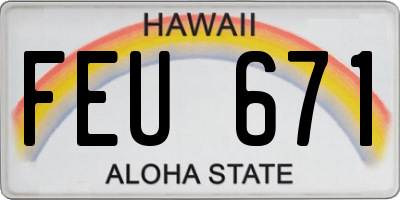 HI license plate FEU671