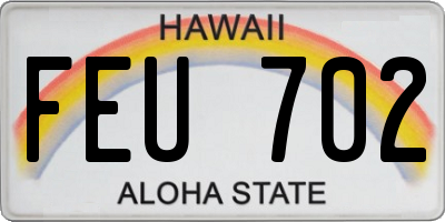 HI license plate FEU702