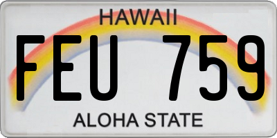 HI license plate FEU759