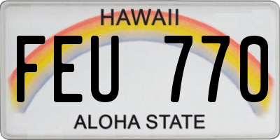HI license plate FEU770