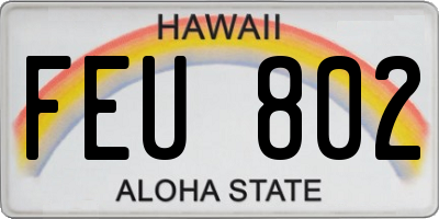 HI license plate FEU802
