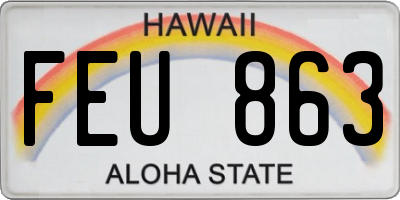 HI license plate FEU863