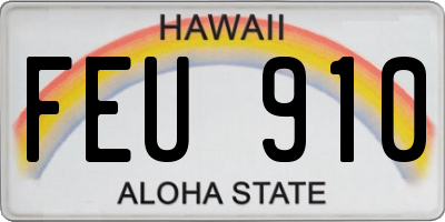 HI license plate FEU910
