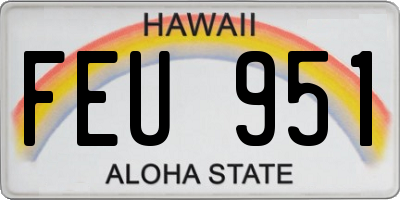 HI license plate FEU951