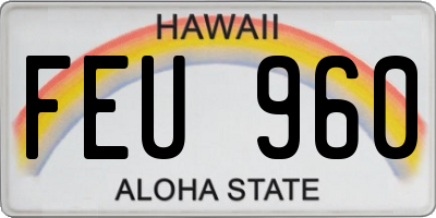 HI license plate FEU960