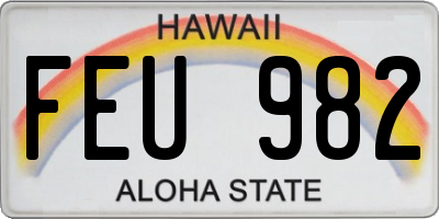 HI license plate FEU982