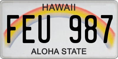 HI license plate FEU987