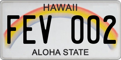 HI license plate FEV002